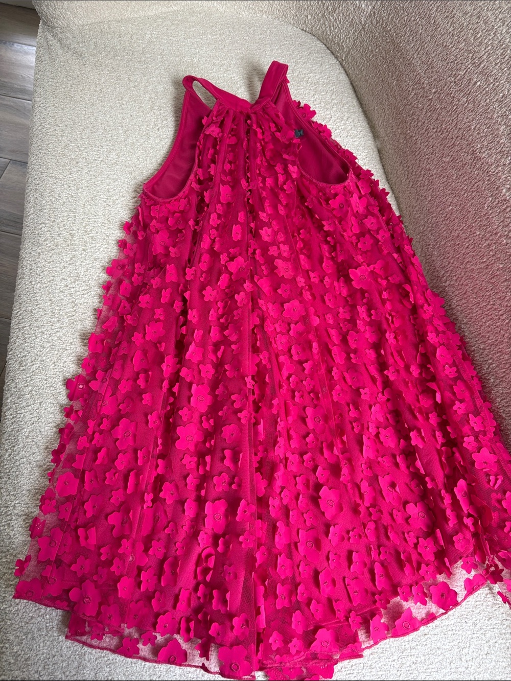 Eva Franco Hot Pink Floral Appliqué Dress